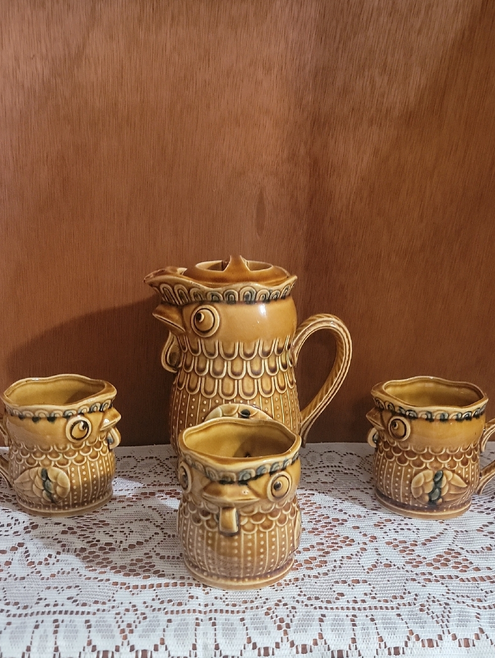 1960's-70's Japanese Trimont Ware Ceramic Teapot And Mugs